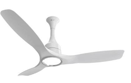 ORIENT AEROSENSE UL BLDC PRO I VOICE ENABLED FROST WHITE CEILING FANS WITH REMOTE  WITH DIMMABLE LED LIGHT, SWEEP-1200MM,AIR DELIVERY-245CMM,RPM-280,AEROSNSE UL-FWT-40W