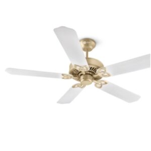 ORIENT SUBARIS  ROYAL HIGH AIR DELIVERY MATT WHITE ANTIQUE GOLD CEILING FANS WITH REMOTE,SWEEP-1300MM,AIR DELIVERY-270CMM,RPM-250,SUBARIS ROYAL-MWAG-67W